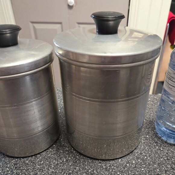 Vintage Mid-Century ALUMINUM CANISTER SET - Picture 5 of 6